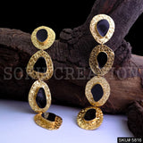 Gold plated Hammered Designer Long Drop and Dangle Earring SKU5816