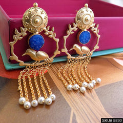 Gold plated Bird Design with Multi Chain Drop and Dangle Earring SKU5830
