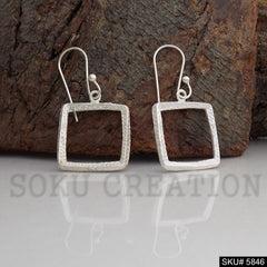 Silver plated Handmade Designer Square Ear Wire Earring SKU5846