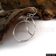Silver plated Handmade Designer Rounded Ear Wire Earring SKU5847