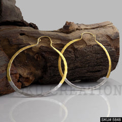 Gold and Silver plated Handmade Designer Rounded Hoops Earring SKU5848