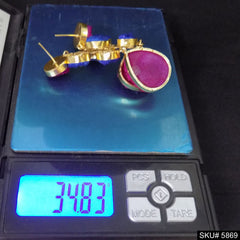 Gold plated Handmade Gemstone Drop and Dangle Earring SKU5869