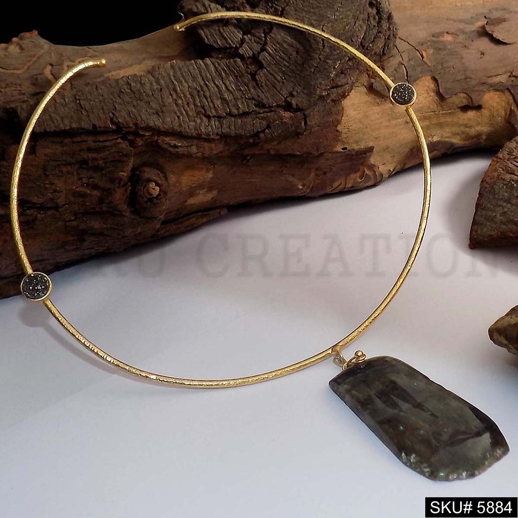 Gold plated Unique Designer Choker With Labradorite Stone SKU5884