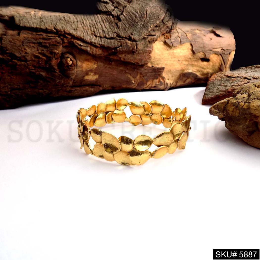 Gold Plated Leaves Unique Designer Cuff SKU5887