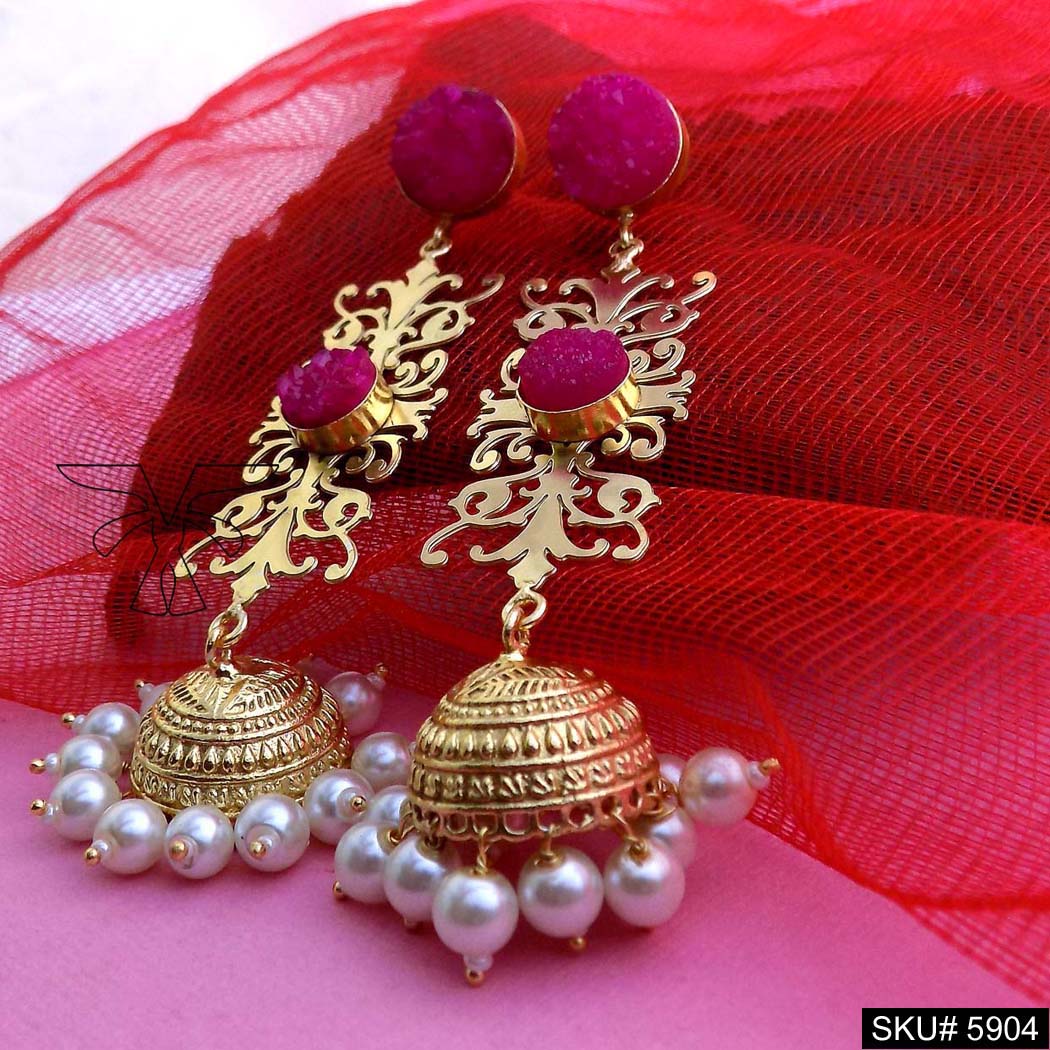 Gold plated Designer Drop and Dangle Jhumki Earring SKU5904