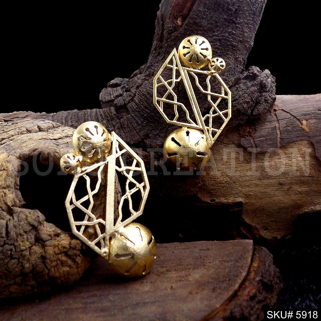 Gold plated Designer Statement Big Stud Earring SKU5918