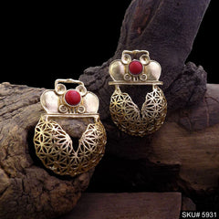 Gold plated Designer Big Stud Earring SKU5931