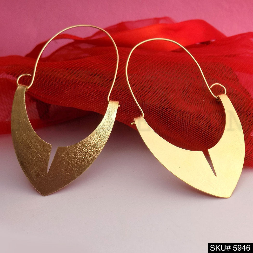 Gold plated Designer Hammered Statement Big Hoops Earring SKU5946