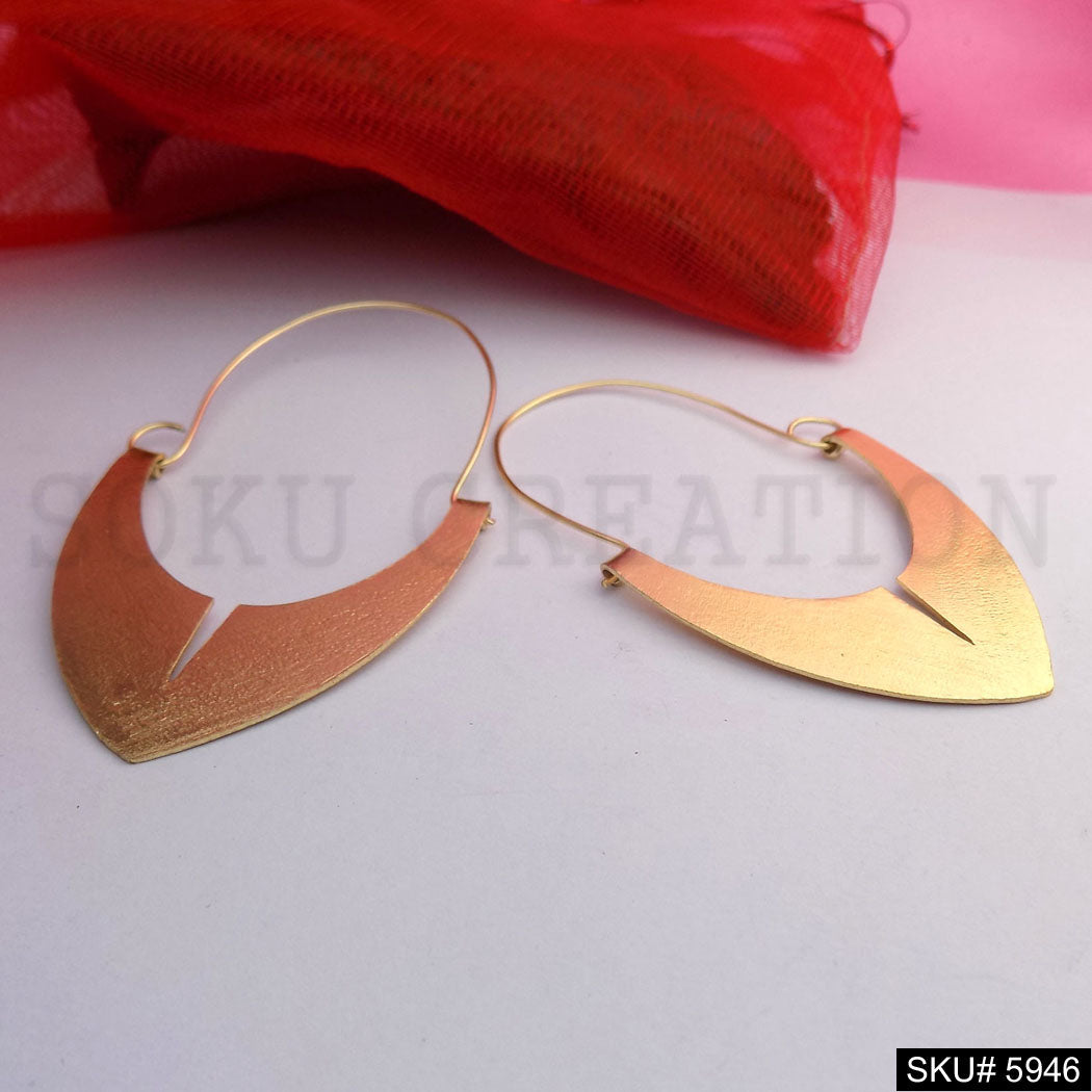 Gold plated Designer Hammered Statement Big Hoops Earring SKU5946
