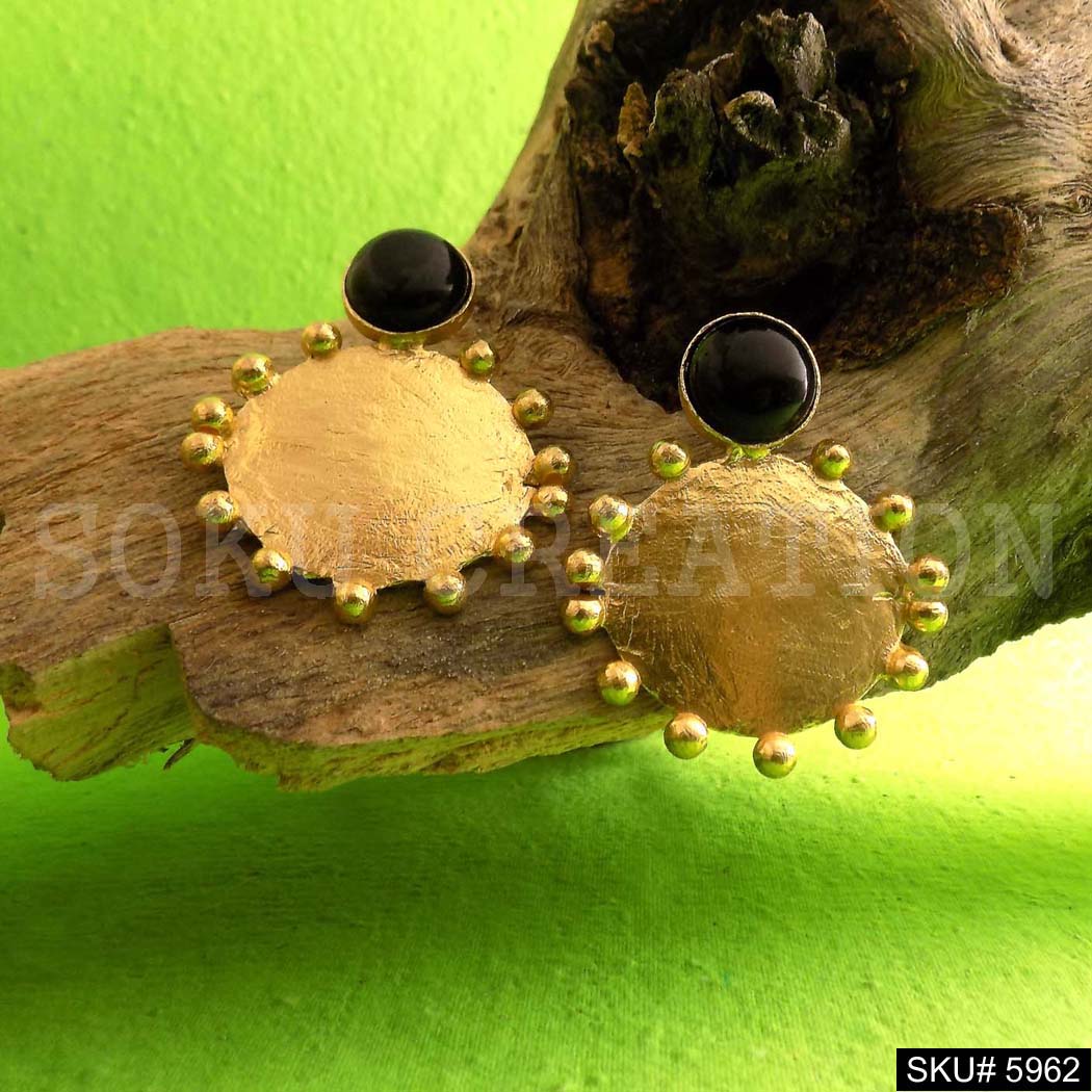 Gold plated Designer Handmade Big Stud Earring SKU5962