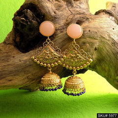 Gold plated Designer Handmade Drop and Dangle Jhumki Earring SKU5977
