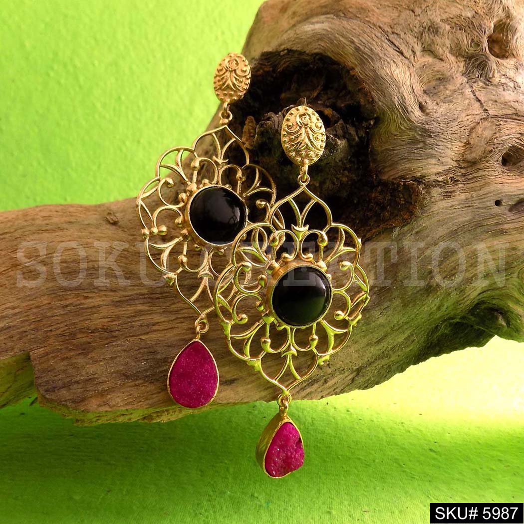 Gold plated Designer Handmade Drop and Dangle Earring SKU5987