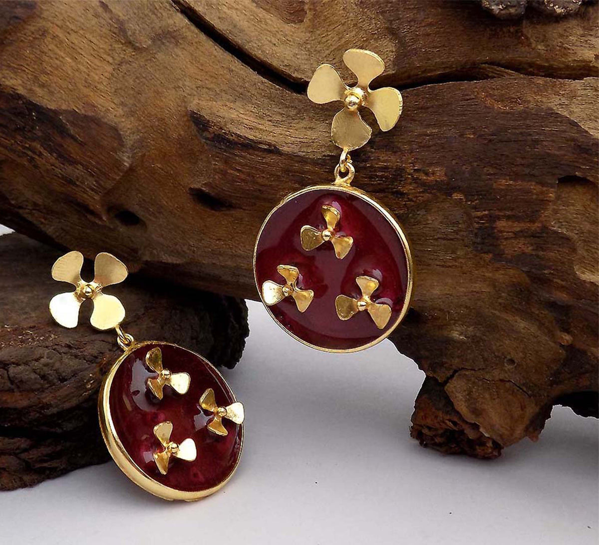 Gold plated Handmade Design Flower Drop and Dangle Earring SKU6058