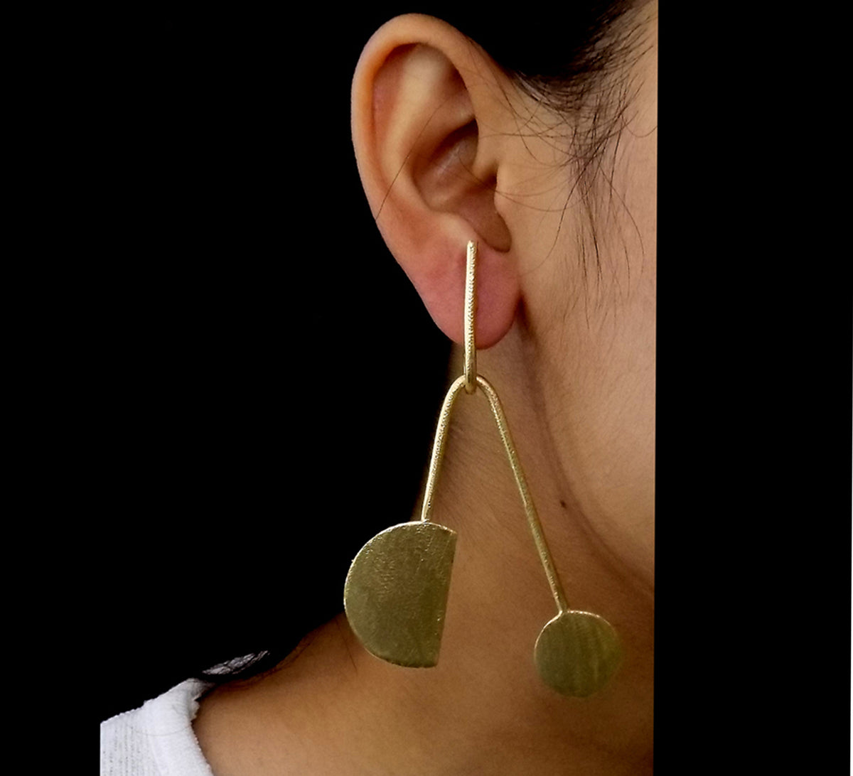 Gold plated Handmade Statement Big Stud Earring SKU6133