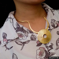 Gold plated Statement Big Pendent Unique Designer Necklace SKU6178
