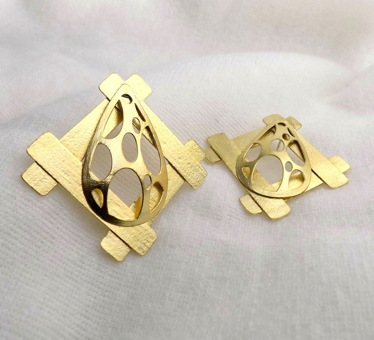 18K Gold Plated Texture Geometrical Earring SOKU# 6287