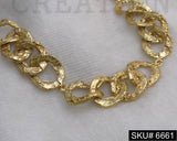 Gold Plated Hammered Thick Broad Handmade Cable Chain Necklace SKU6661