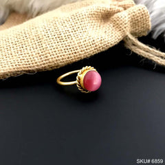 Gold Plated Handmade Red Gemstone Ring SKU6859
