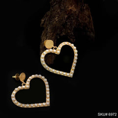 Gold plated Delicate Heart Shape Drop and Dangle Earrings SKU6972