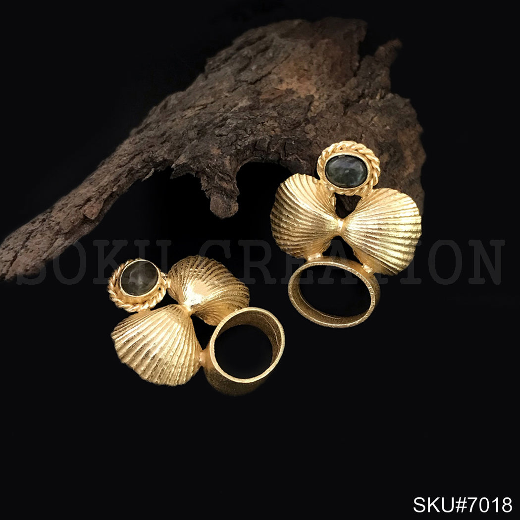 Gold plated Statement Twisted Wire Labra Shell Style Drop and Dangle Earring SKU7018