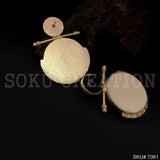 Gold Plated Unique Statement Gemstone Hammered Handmade Drop and Dangle Earring SKU7061