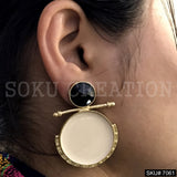 Gold Plated Unique Statement Gemstone Hammered Handmade Drop and Dangle Earring SKU7061