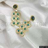 Gold Plated Twisted Wire With Labra and Turquoise Stone  Hnadmade Drop and Dangle Earring SKU7130