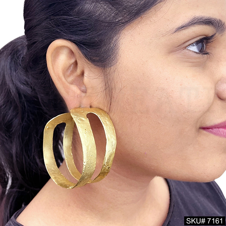 Gold Plated Statement Hoops style Handmade  Push Back Earring SKU7161