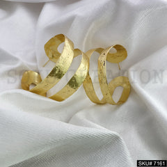 Gold Plated Statement Hoops style Handmade  Push Back Earring SKU7161