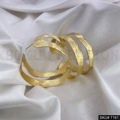 Gold Plated Statement Hoops style Handmade  Push Back Earring SKU7161