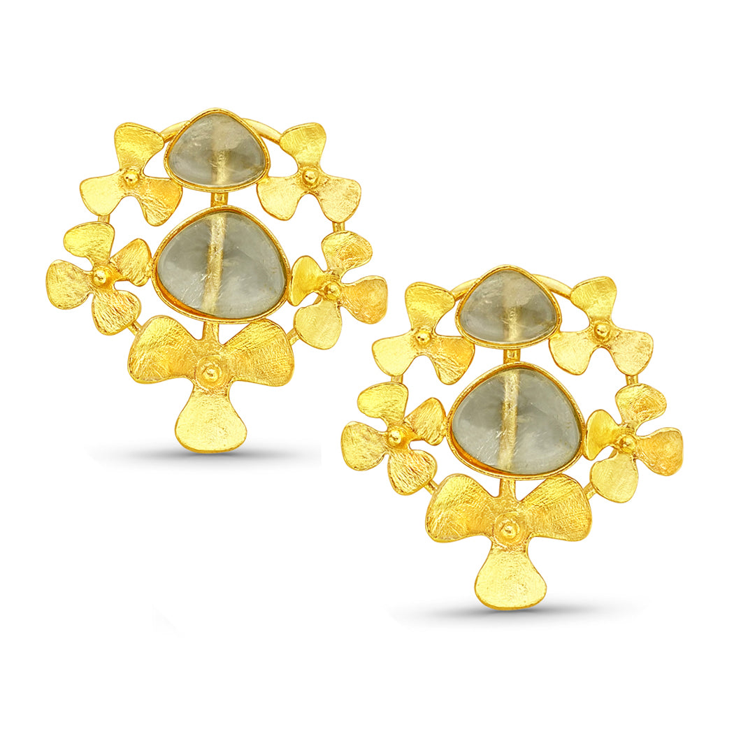 18k gold plated  flower gemstone Earring
