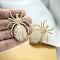 "Gilded Arachnid – Crystal-Studded Spider Statement Earrings" SOKU#7839