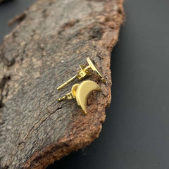 Gold Crescent Moon Stud Earrings