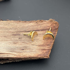 Gold Crescent Moon Stud Earrings