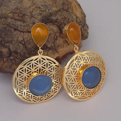 Gold plated Drop & Dangle Filigree Stone Earrings SKU2764