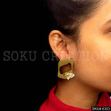Gold plated Handmade Butterfly Plain Big Stud Earrings SKU6303