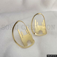 Gold plated Char Minar Style of Big Stud Earring SKU6316