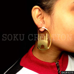 Gold plated Char Minar Style of Big Stud Earring SKU6316