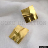Gold plated Hammered Square Handmade Big Stud Earrings SKU6334