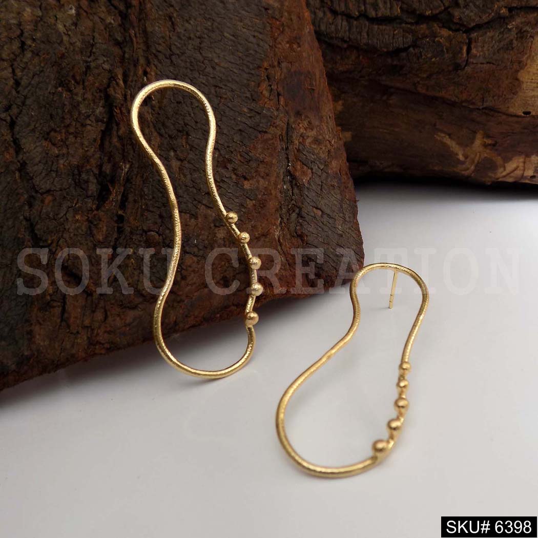 Gold plated Modern Statement Big Stud Earrings SKU6398
