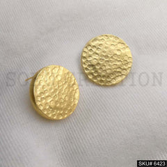 Gold plated Statement Rounded Style Stud Earrings SKU6423