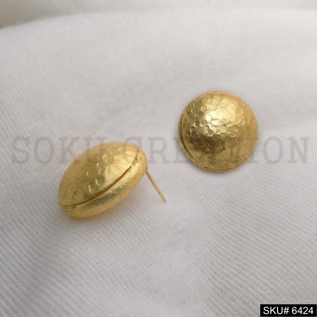 Gold plated Statement Rounded Style Stud Earrings SKU6424