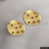 Gold plated Statement Rounded Stylish With Multi Flower Big Stud Earrings SKU6425