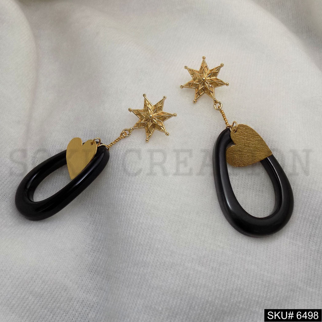 Gold plated Statement Star Heart Drop and Dangle Earrings SKU6498