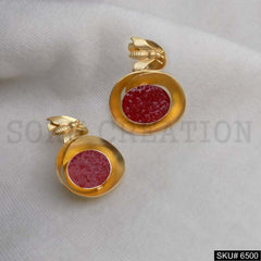 Gold plated Statement Red Stone Dragonfly Stud Earrings SKU6500