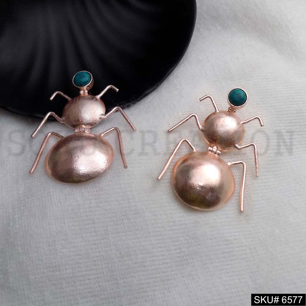 Rose Gold plated Unique Statement Big Ant Style Drop and Dangle Earrings SKU6577