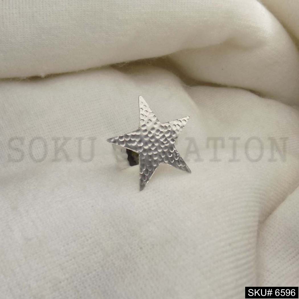 Silver Plated Unique Designer Hammered Star Adjustable Handmade Ring SKU6596