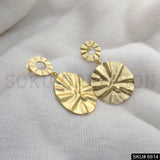 Gold plated Statement Hammered Unique Design of Drop and Dangle Earring SKU6614