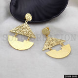 Gold plated Statement Hammered Unique Handmade Design of Drop & Dangle Earring SKU6646