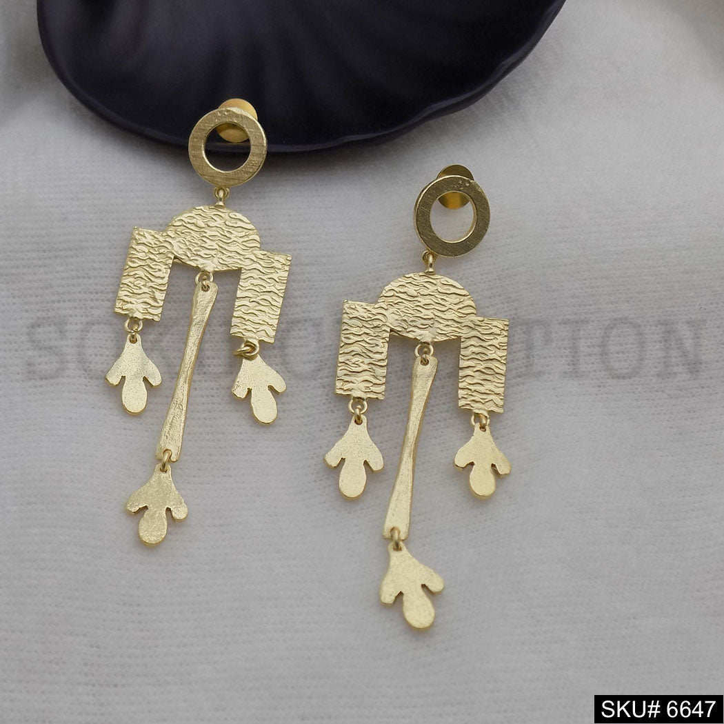 Gold plated Statement Unique Handmade Design of Drop & Dangle Earring SKU6647